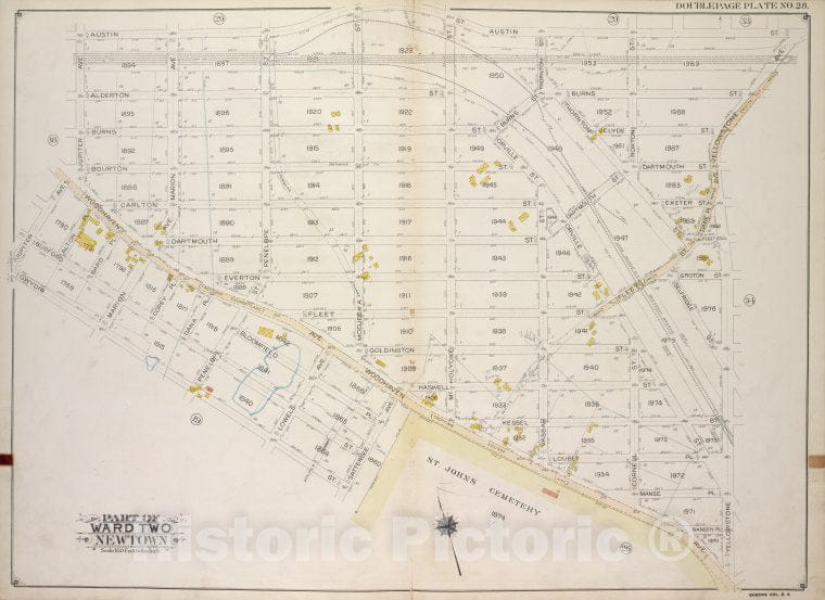Historic 1913 Map - Queens, Vol. 2A, Double Page Plate No. 28; Part Of Ward Two Newt - Vintage Wall Art