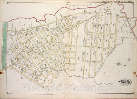 Historic 1913 Map - Queens, Vol. 1A, Double Page Plate No. 24; Part Of Ward 4 Jamaic - Vintage Wall Art