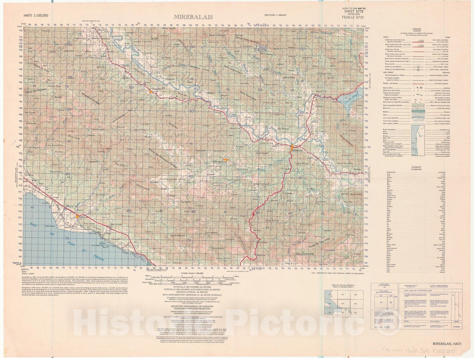 Historic 1961- Map - Mirebalais - Vintage Wall Art