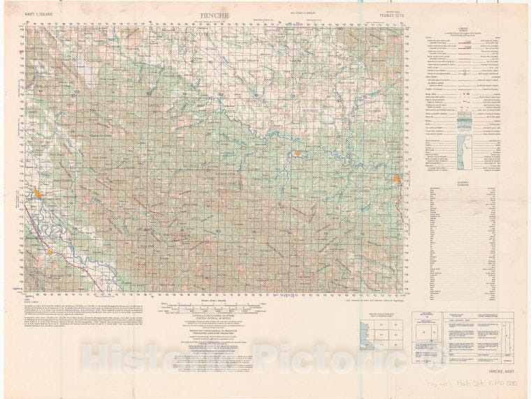 Historic 1961- Map - Hinche - Vintage Wall Art