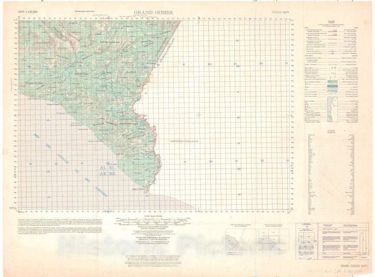 Historic 1961- Map - Grand Gosier - Vintage Wall Art