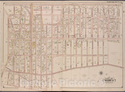 Historic Map - 1901 Queens County, New York (N.Y.), Queens, V. 1, Plate No. 3; Part Of Jamaica, Ward 4; Atlantic, Jefferson, Liberty, Rockaway Plank Rd, Hopkinton - Vintage Wall Art