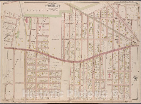 Historic Map - 1901 Queens County, New York (N.Y.) Queens, Part Of Jamaica, Ward 4; Magnolia, Division, Market, Briggs, Atlantic, Vanderveer Pl. - Vintage Wall Art