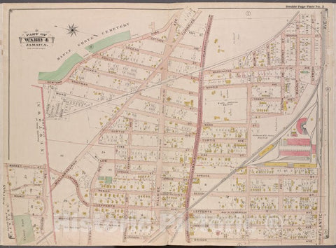 Historic Map - 1901 Queens County, New York (N.Y.) Queens, Part Of Jamaica, Ward 4; [Le Grove Cemetery, Atlantic, Btiggs, Newtown Ward Boundary Line] - Vintage Wall Art