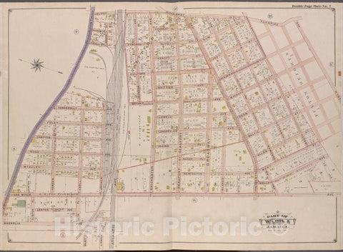 Historic Map - 1901 Queens County, New York (N.Y.), Queens, V. 1, Plate No. 7; Part Of Jamaica, Ward 4; [Rockaway Tpk, Lincoln, Van Wyck, Magnolia, Fulton St.] - Vintage Wall Art
