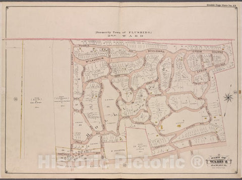 Historic Map - 1901 Queens County, New York (N.Y.), Queens, V. 1, Plate No. 13; Part Of Jamaica, Ward 4; [Pueblo, Dunton, Foothill, Flushing Rd.] - Vintage Wall Art