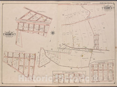 Historic Map - 1901 Queens County, New York (N.Y.) Queens; Jamaica, Ward 4; [Flushing (3Rd Ward) Boundary Line, Queens Rd, Old Country Rd, Farmers Rd.] - Vintage Wall Art