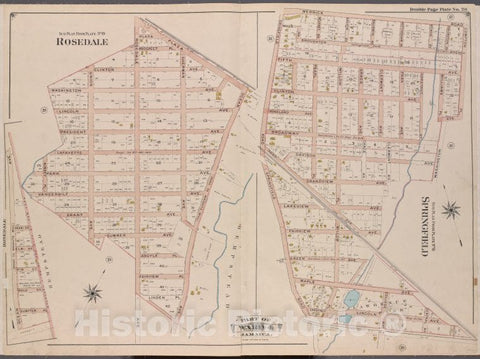 Historic Map - 1901 Queens County, New York (N.Y.) Queens, Jamaica, Ward 4; Plaza, Ocean, Linden, Kinsey ; Merrick Rd, Compton Pl, Lawrence, Long Island Rail - Vintage Wall Art