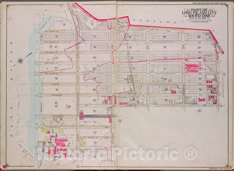 Historic 1913 Map - Queens, V. 2, Double Page Plate No. 12; Part Of Long Island City - Vintage Wall Art
