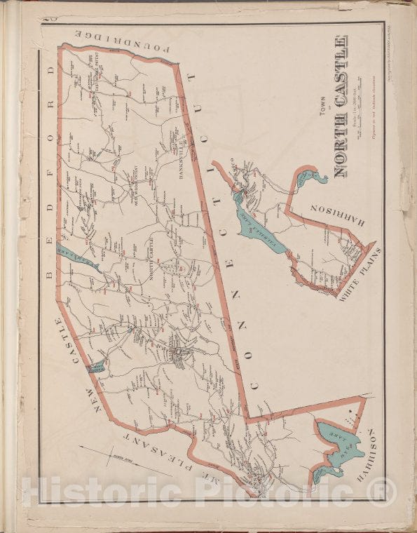 Historic Map - 1893 Westchester County, New York (N.Y.), Plate No. 28 [Map Of Town Of North Castle] - Vintage Wall Art