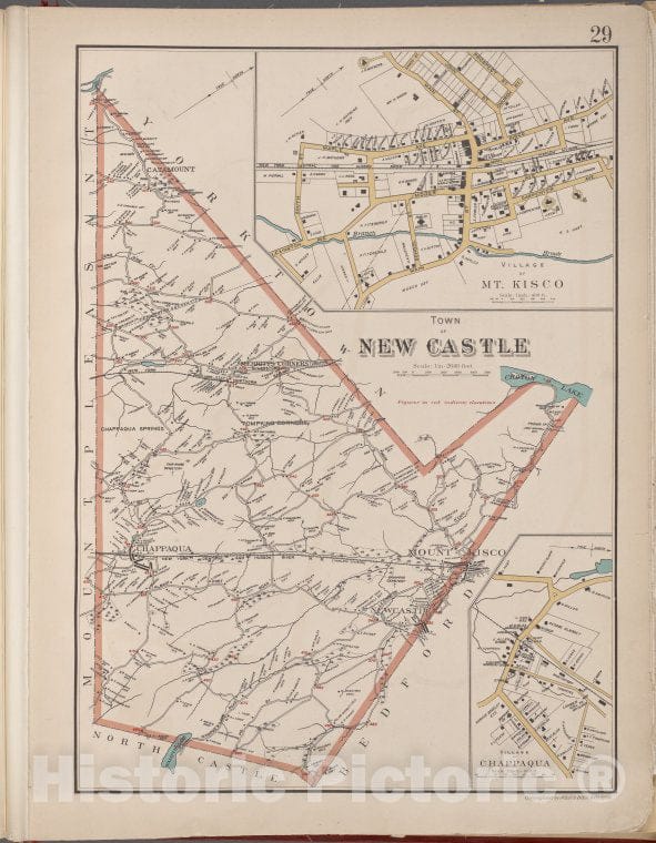 Historic Map - 1893 Westchester County, New York (N.Y.), Plate No. 29 [Map Of Town Of New Castle, Village Of Mt.Kisco, Village Of Chappaqua] - Vintage Wall Art