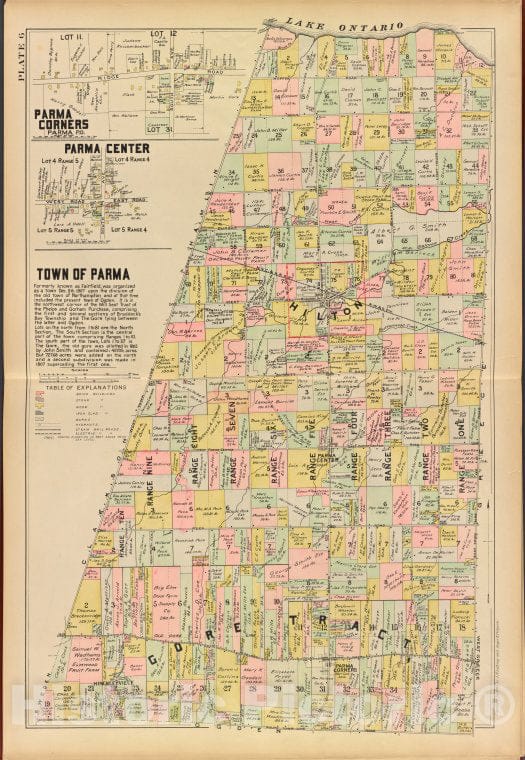 Historic 1902 Map - Monroe County, Double Page Plate No. 6 [Map Of Town Of Parma, P - Vintage Wall Art