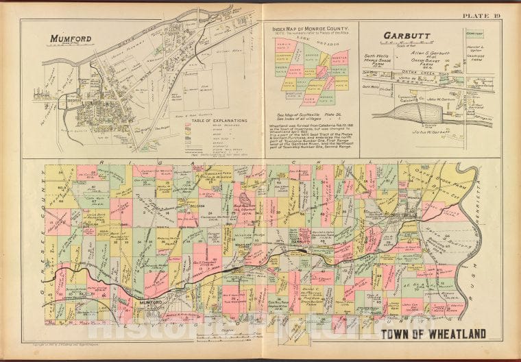 Historic 1902 Map - Monroe County, Double Page Plate No. 19 [Map Of Town Of Wheatla - Vintage Wall Art