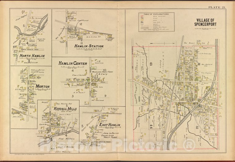 Historic 1902 Map - Monroe County, Double Page Plate No. 23 [Map Of Village Of Spen - Vintage Wall Art