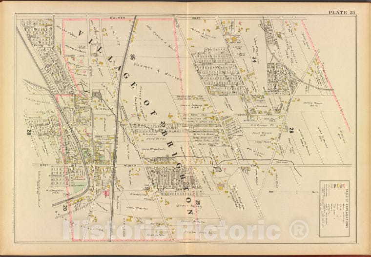 Historic 1902 Map - Monroe County, Double Page Plate No. 28 [Map Of Village Of Brig - Vintage Wall Art