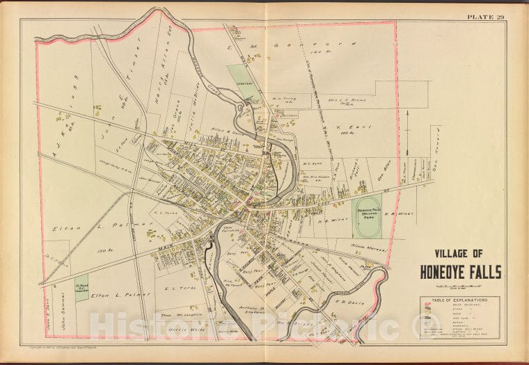Historic 1902 Map - Monroe County, Double Page Plate No. 29 [Map Of Village Of Hone - Vintage Wall Art