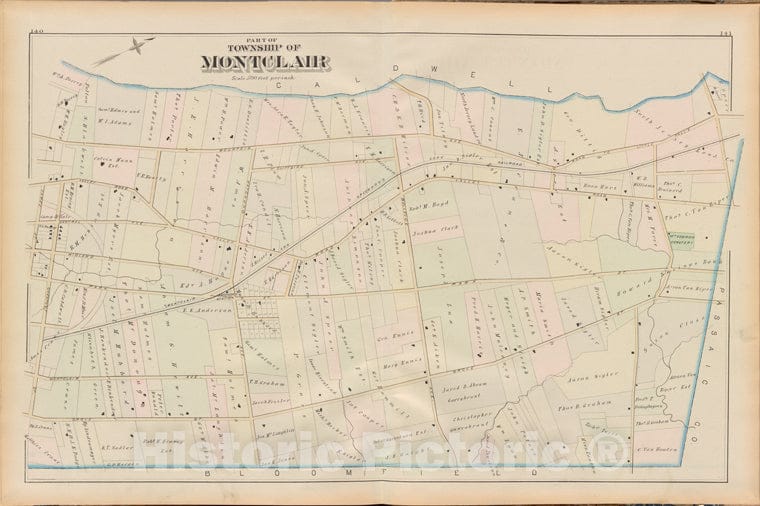 Historic 1881 Map - Essex County, Left Page Plate: [Part Of Township Of Montclair] - Vintage Wall Art