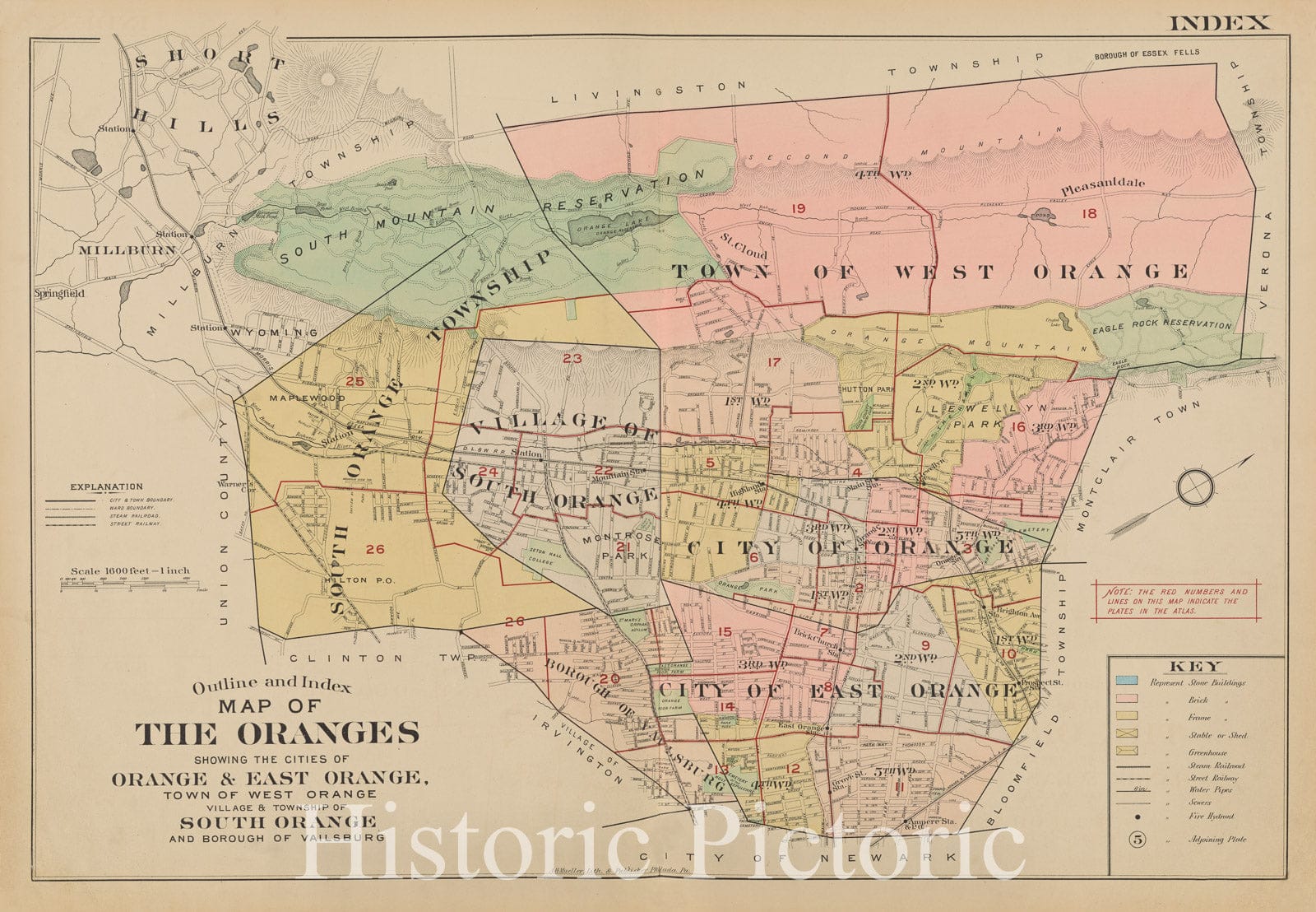 Historic Map 1904 Essex County, New Jersey (N.J.), Outline Of The Or