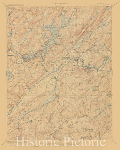 Historic 1899-1926. Map - Lake Hopatcong, Survey Of 1881, Ed. Of 1905. - Topographical Maps Of New Jersey - Vintage Wall Art