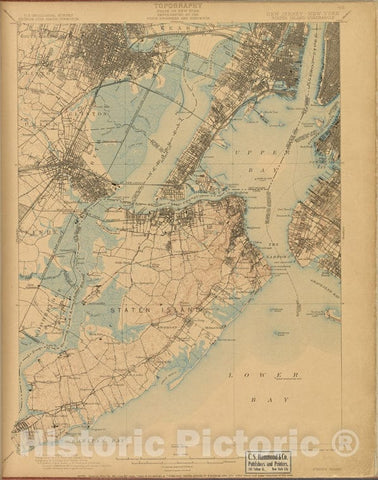 Historic Map - 1899 New Jersey (N.J.), Staten Island, Survey Of 1888-89 And 1897, Ed. Of 1900, Repr. 1908. - Vintage Wall Art