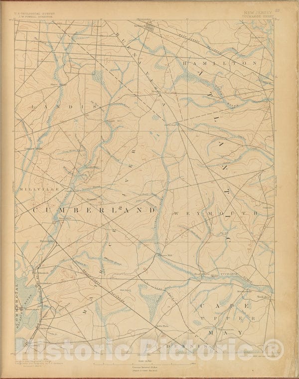 Historic 1899-1926. Map - Tuckahoe, Survey Of 1884-6, Ed. Of 1893, Repr. 1900. - Topographical Maps Of New Jersey - Vintage Wall Art