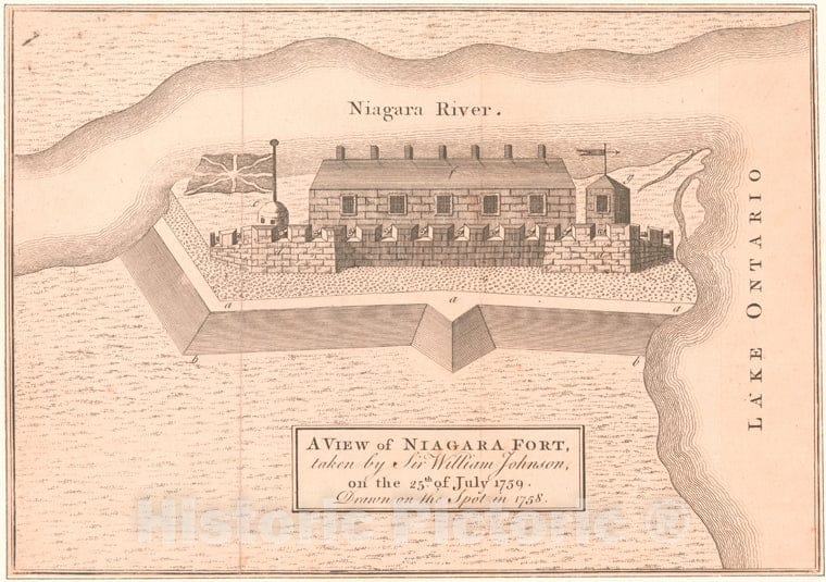 Historic Map - 1758 Niagara Fort, Drawn On The Spot On The 25Th Of July 1759 - Vintage Wall Art