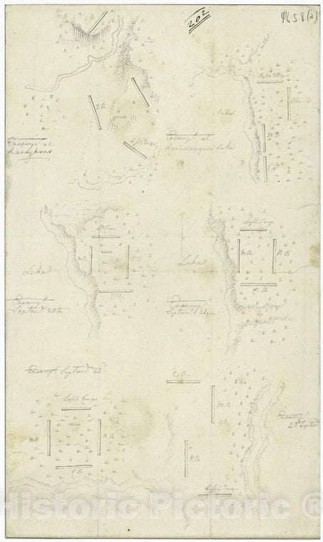 Historic Map - Map Plans Of The Various Encampments Of Sullivan'S Army In The Expedition Against The Indians (1779). - United States - Vintage Wall Art