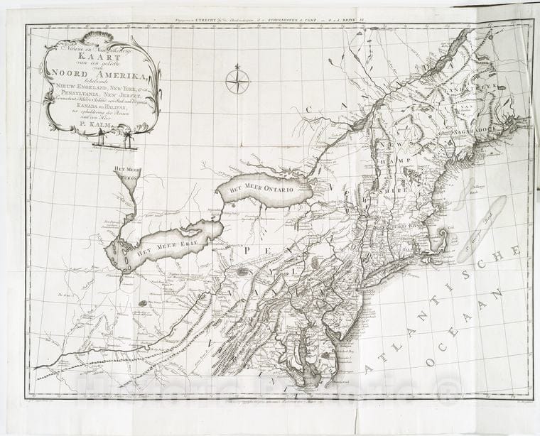 Historic Map - 1772 Northeastern,Ates, Nieuwe En Nauwkeurige Kaart Van Een Gedeelte: :New Engeland, New York, Pennsylvania, New Jersey, Connecticut, Rhode Island, Vintage Wall Art