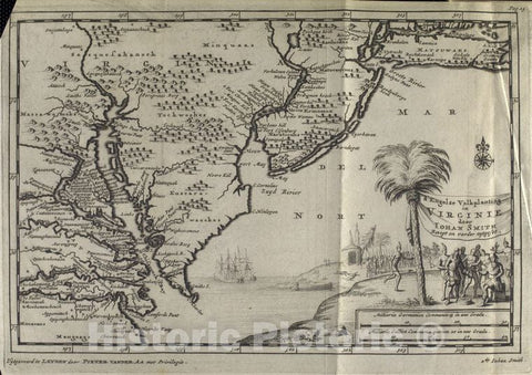 Historic 1707 Map - D'Engelze Volkplanting In Virginie - Virginia - Middle Atlantic States - Maps - Early Works To 1800 - Virginia - Maps - Early Works To 1800 - Vintage Wall Art