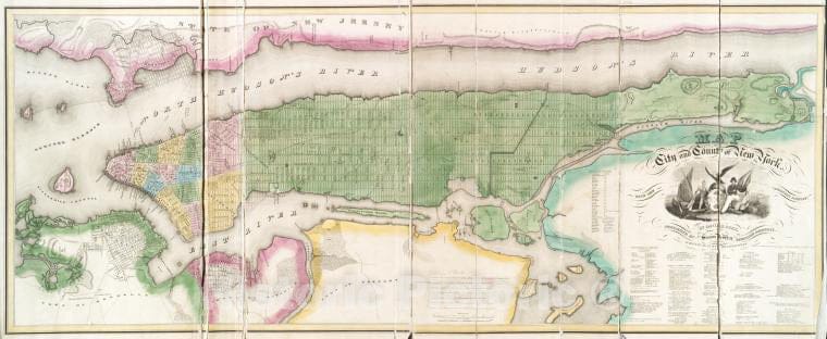 Historic 1829 Map - Map Of The City And County Of New York : With The ...