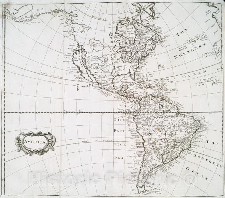 Historic 1705 Map - America. - America - America - Maps - Early Works ...