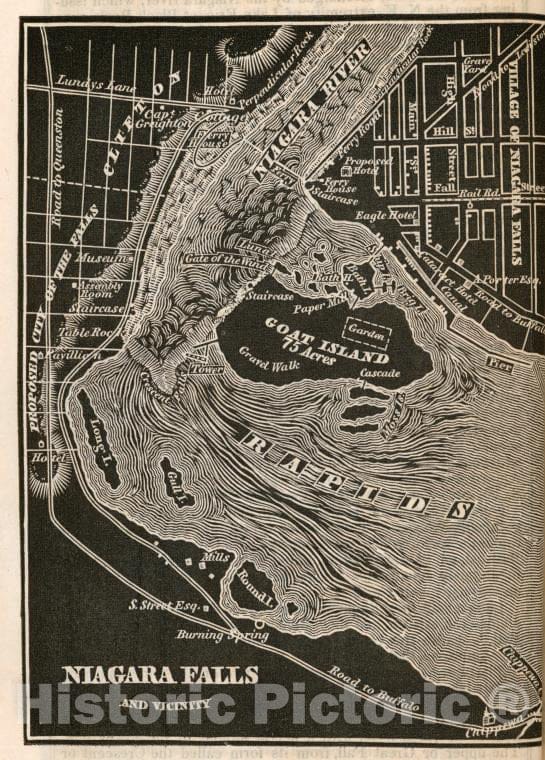 Historic 1838 Map - Niagara Falls And Vicinity. - Vintage Wall Art