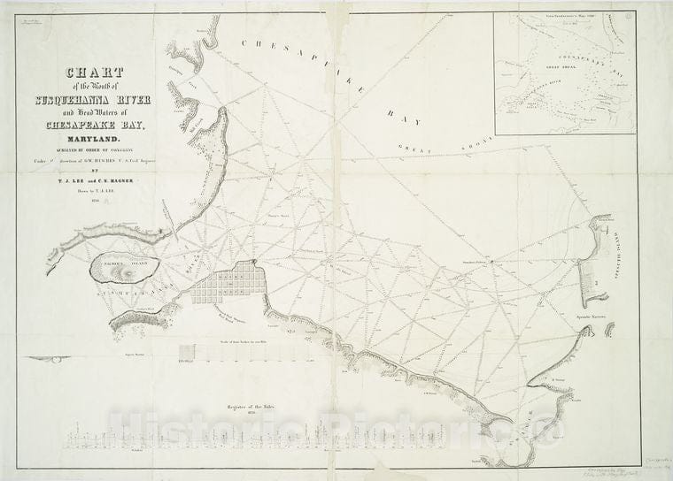 Historic Map - 1836 Chart Of The Mouth Of Susquehanna River And Head Waters Of Chesapeake Bay, Maryland - Vintage Wall Art