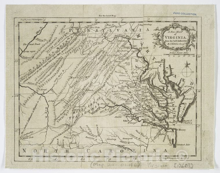 Historic 1761 Map - A New Map Of Virginia : From The Best Authorities ...