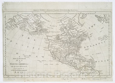 Historic Map - C1800 New & Accurate Map Of North America : With The New Discovered Islands On The North East Coast Of Asia. - Vintage Wall Art