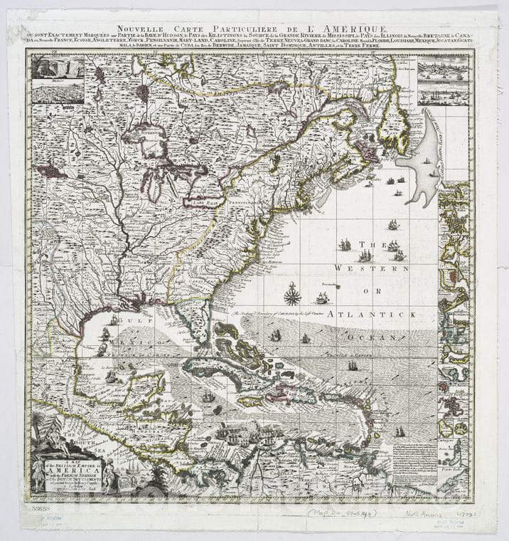 Historic Map - 1755 British Empire In America With The French, Spanish And The Dutch - Vintage Wall Art