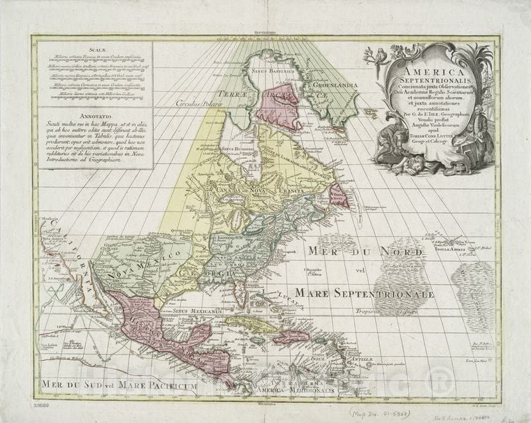Historic Map - 1772 America Septentrionalis Concinnata Juxta Observationes Dnn Academiae Regalis Scientiarum Et Nonnullorum Aliorum - Vintage Wall Art