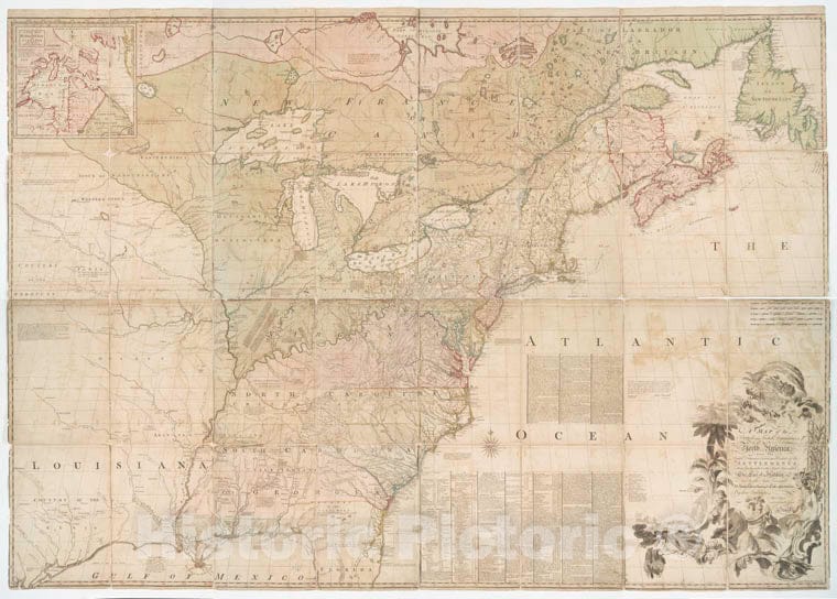 Historic 1774 Map - A Map Of The British And French Dominions In North ...