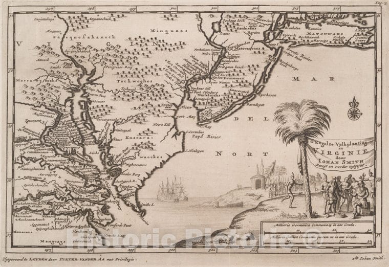 Historic Map - 1706 Virginia, D'Engelze Volkplanting In Virginie - Vintage Wall Art