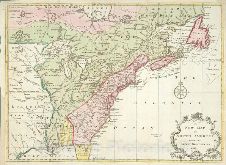 Historic 1763 Map - A New Map Of North America From The Latest Discove ...