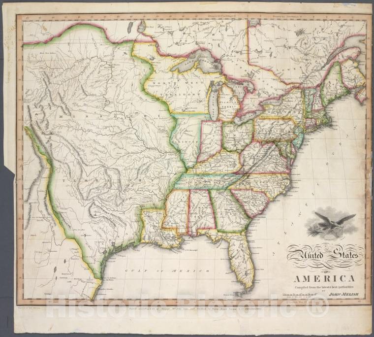 Historic 1818 Map - United States Of America - United States - Maps- - Charts And Maps - Vintage Wall Art