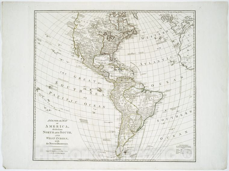Historic Map - 1772 A General Map Of America Divided Into North And South, And West Indies : With The Newest Discoveries. - Vintage Wall Art
