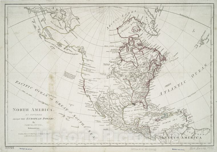 Historic 10 Jany. 1774 Map - North America, As Divided Amongst The European Powers - North America - Maps - Early Works To 1800Maps Of North America. - Vintage Wall Art