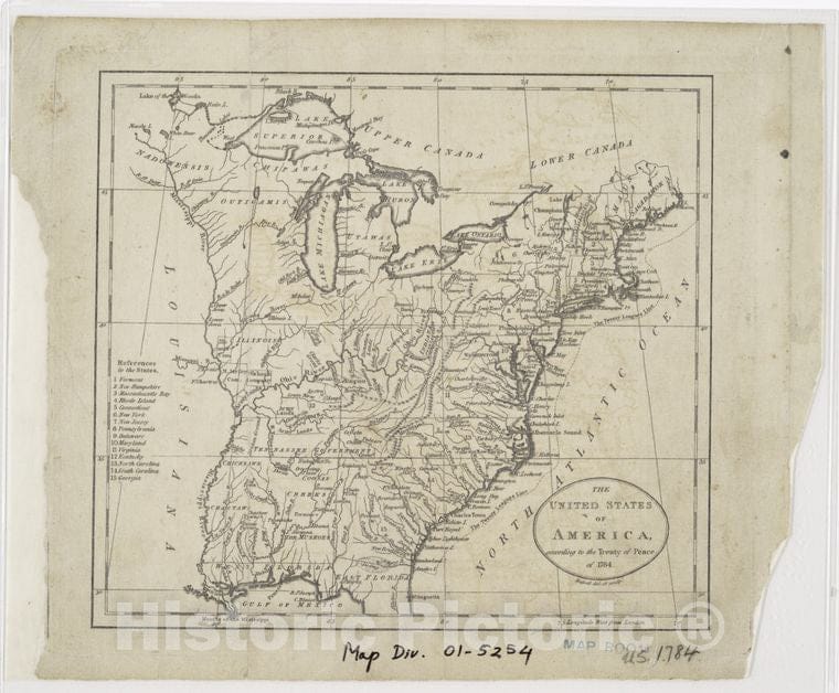 1784 Historic 1784 Map - The United States Of America, According To The Tre ...