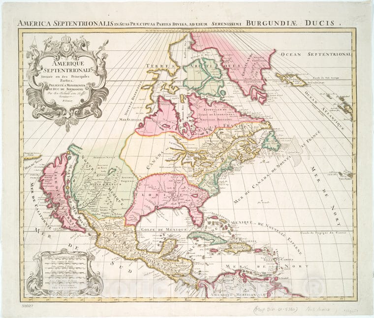 Historic Map - 1694 Amerique Septentrionale Divisee En Ses Principale Parties. - Vintage Wall Art