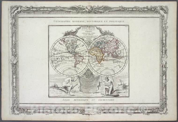 Historic Map - 1786 World East-West Hemispeheres = Mappe-Monde : Dressee Pour L'Etude De La Geographie Relativement Aux Auteurs Les Plus Modernes. - Vintage Wall Art