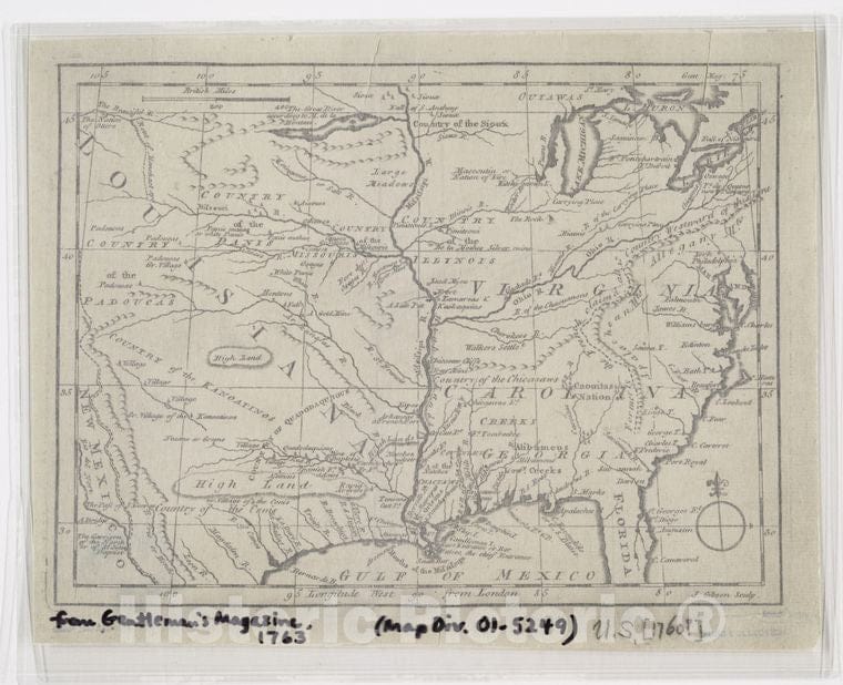 Historic 1763 Map - Map Of Spanish Louisiana And The American Colonies - United States - North Americamaps Of North America. - Vintage Wall Art