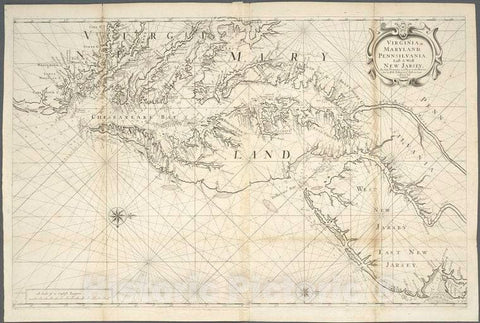 Historic 1689 Map - Virginia, Maryland, Pennsilvania, East & West New Jarsey. - Middle Atlantic States - Charts And Maps - Vintage Wall Art