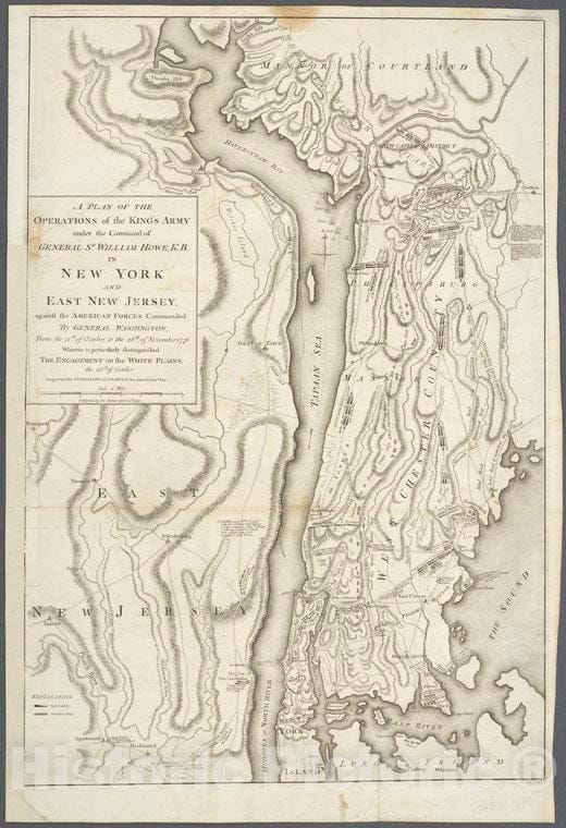 Historic 1793 Map - A Plan Of The Operations Of The King'S Army : Under The Command - New Jersey - New York (State) - Charts And Maps - Vintage Wall Art