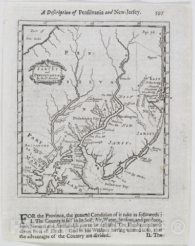 Historic 1700 Map - A New Map Of New Jarsey And Pensilvania. - Middle Atlantic States - New Jersey - Pennsylvania - Charts And Maps - Vintage Wall Art